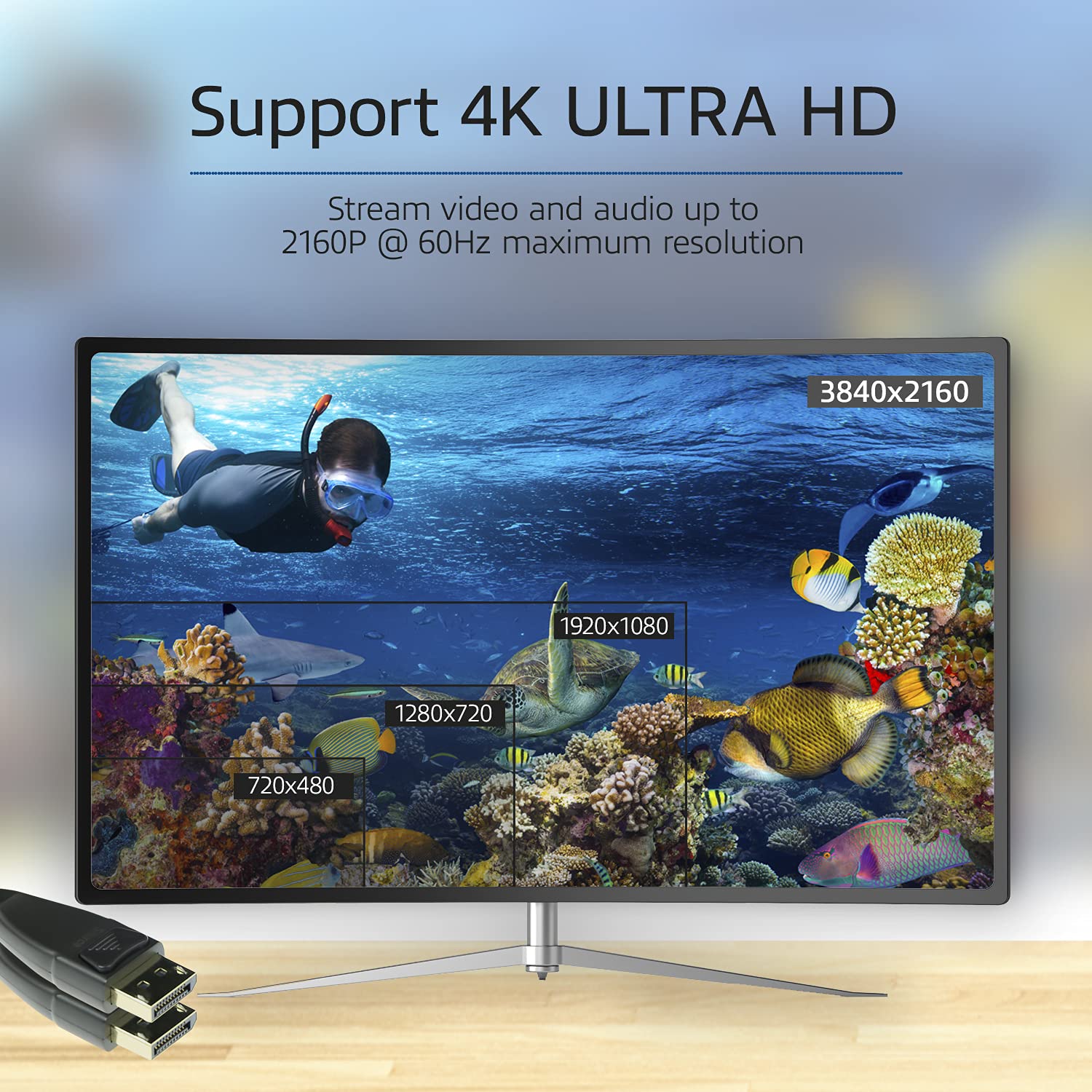Act 20 Meter Displayport Hybrid Fiber/copper Cable Dp Male To Dp Male. Displayport Hybrid Cable 20m (ak4032)
