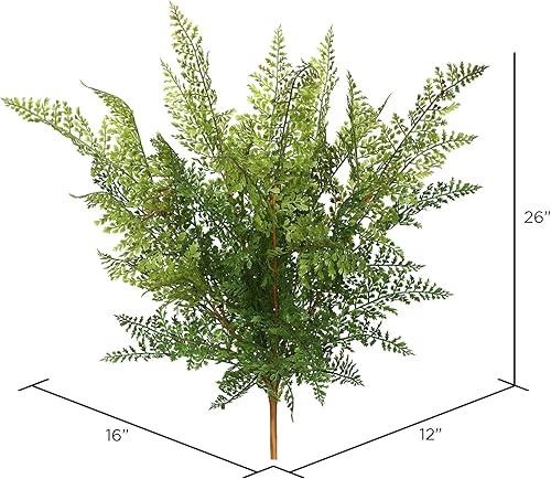 Miniatura 2 de Vickerman Arbusto de helecho verde artificial de 26 pulgadas, paquete de 2, planta decorativa de interior sintética, vegetación para decoración