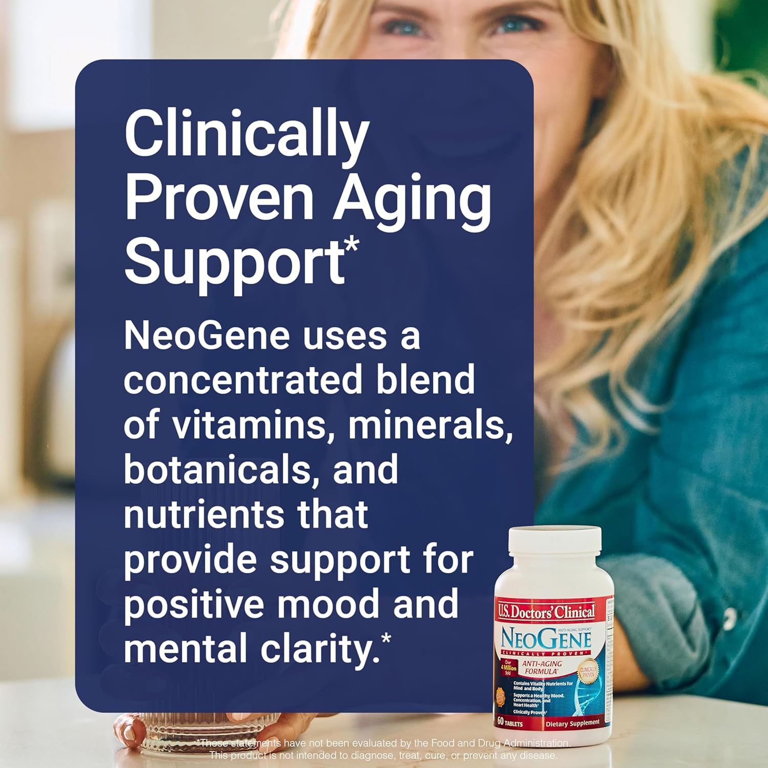 U.S. Doctors’ Clinical NeoGene (Formerly) GH3 Clinically Proven Aging Support Supplement with Nutrients for Supporting Mood, Cognition, Heart Health, Antioxidant Support [1 Month - 60 ct.]