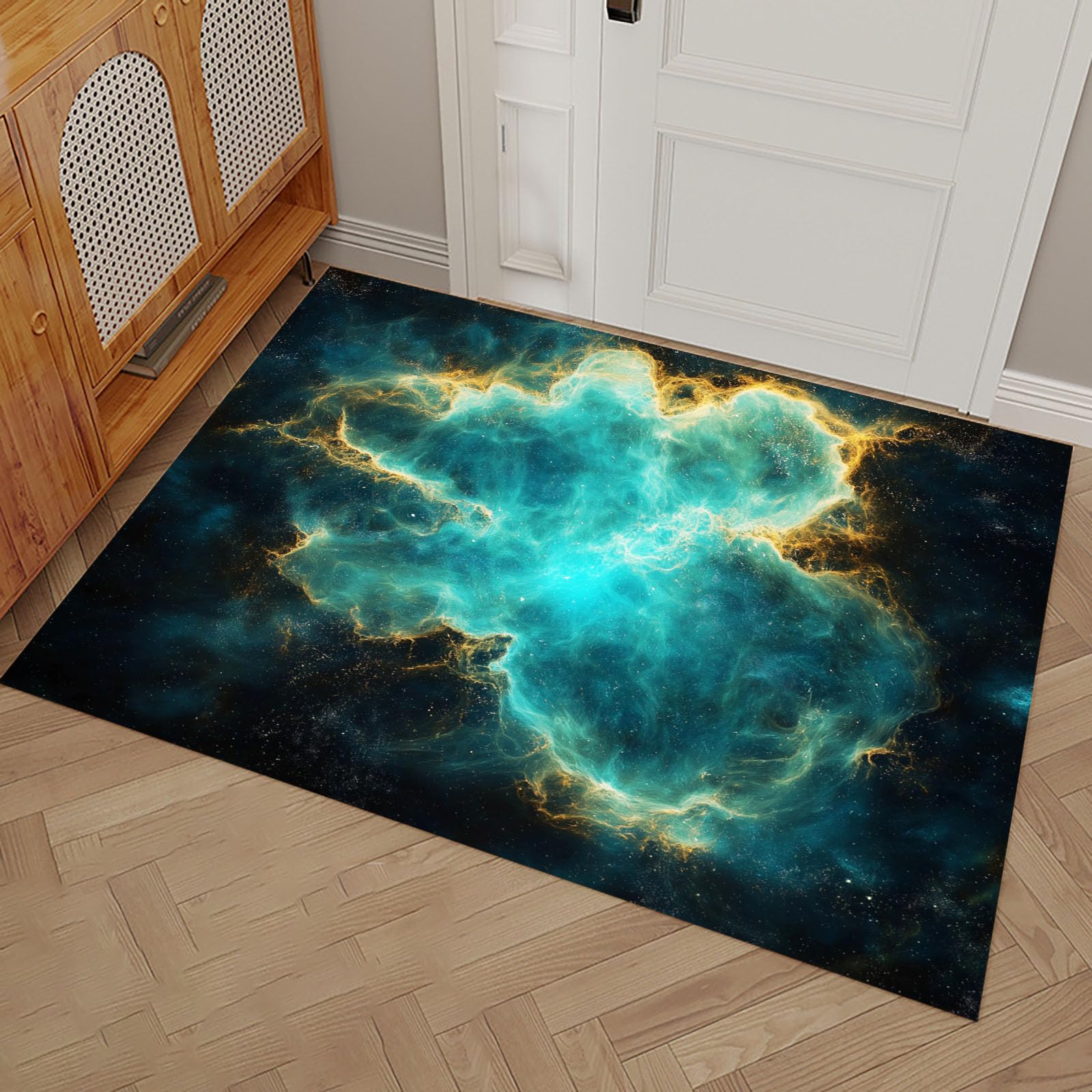 Paillasson intérieur turquoise 50x80cm tapis entrée absorbant pour cuisine
