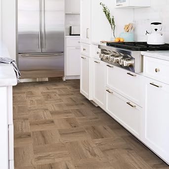 FloorPops FP3319 Pickling Peel & Stick Floor Tiles, Brown,12L x 12W x 0.06T