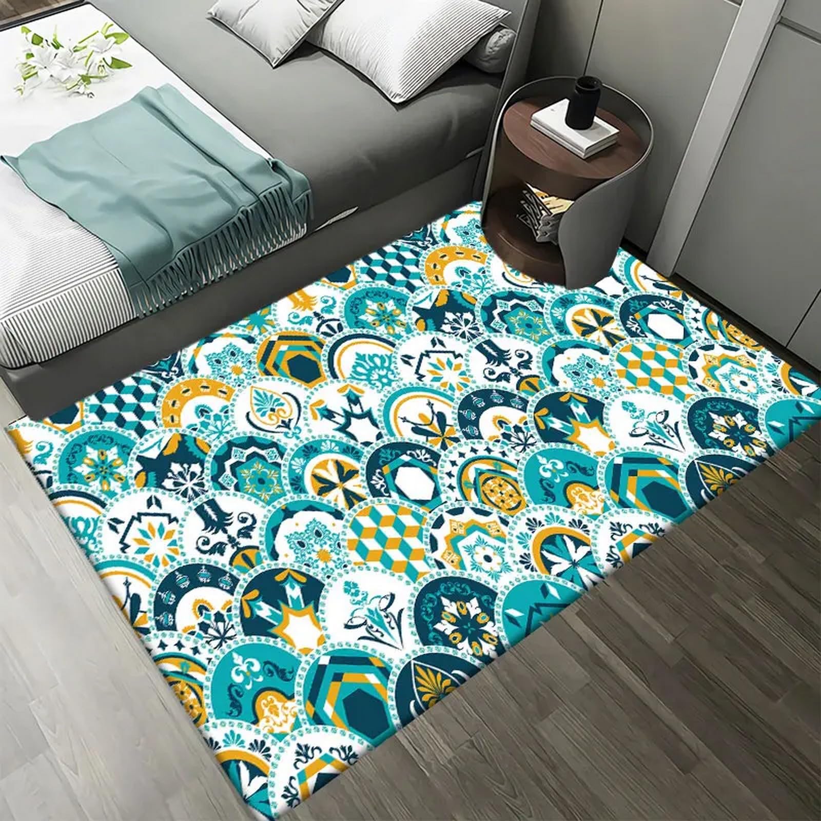 Tapis de sol antidérapant doux 140x200 cm motif fleur rose 3D