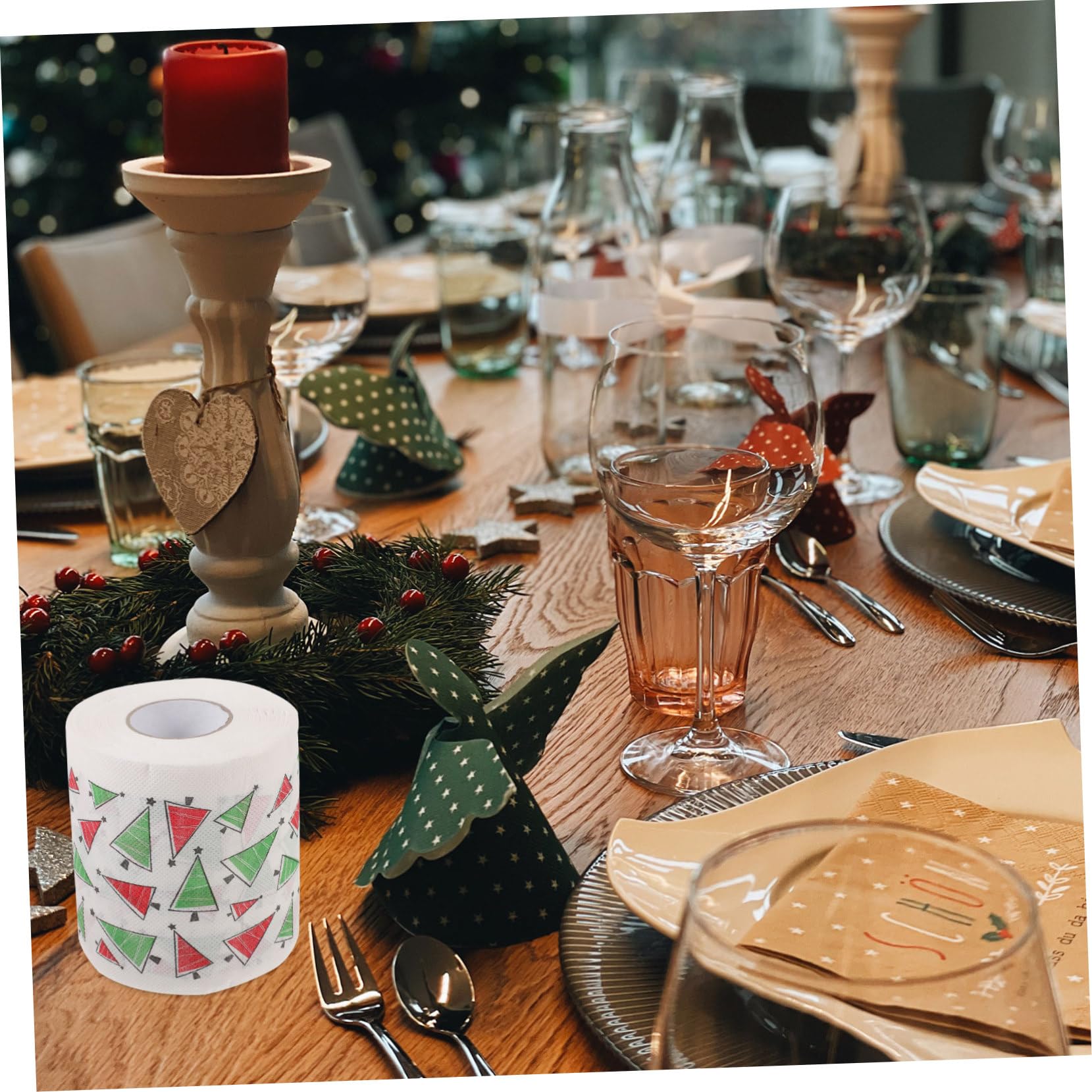 PLAFOPE Lot De 5 Serviettes Jetables en Papier Motif Noël, Absorption Supérieure, Texture Douce, Jetables pour Décoration Et Usage Festif, Fourniture De Table Noël, Usage Repas Et Fête Familiale