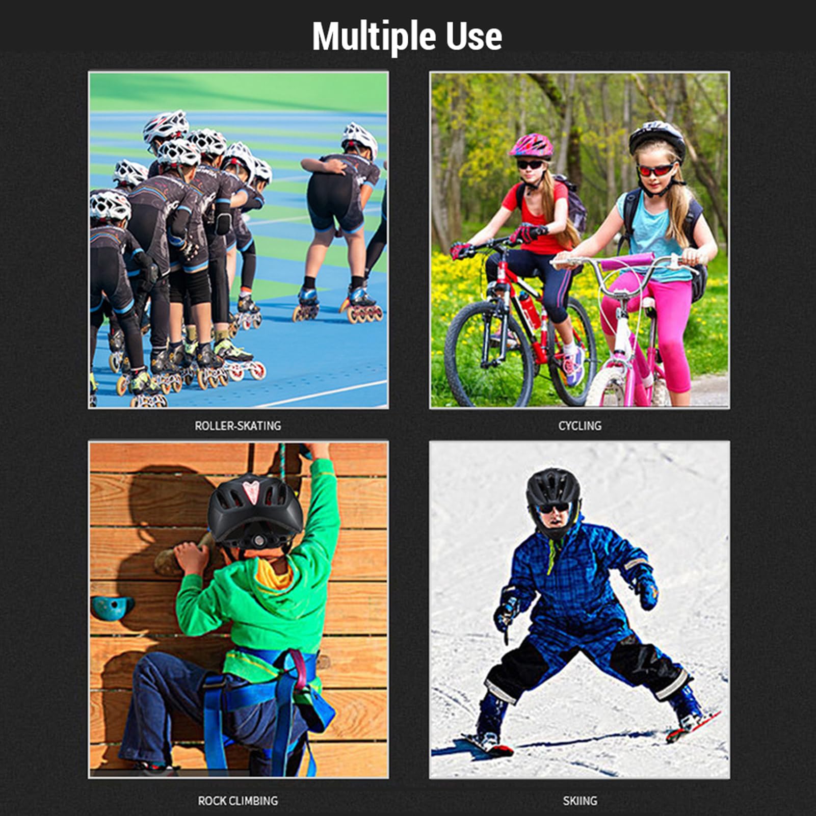 Cascos para Bicicletas para Niños, Cascos de Bicicleta Integrales Ligeros Ajustables y Transpirables para Niños Pequeños con Iluminación LED