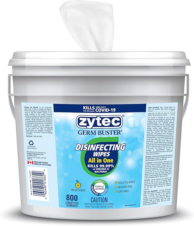 zytec Germ Buster All In One Disinfecting Wipes 800 Pack Amazon.ca