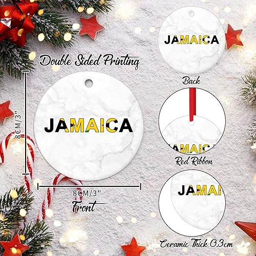 Miniatura 3 de WoGuangis Adorno de recuerdo de viaje, adorno de cerámica de Jamaica, bandera de Jamaica, texto de palabra, adornos de Navidad para niños, 3
