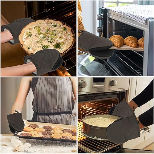 Miniatura 6 de Juego de guantes cortos para horno, toallas de cocina y paños de cocina, 10 piezas de regalo de cocina para cocinar hornear, guantes de silicona
