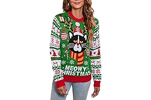 Ugly Cat Christmas Cardigan Sweaters for Women Knitted Sweater
