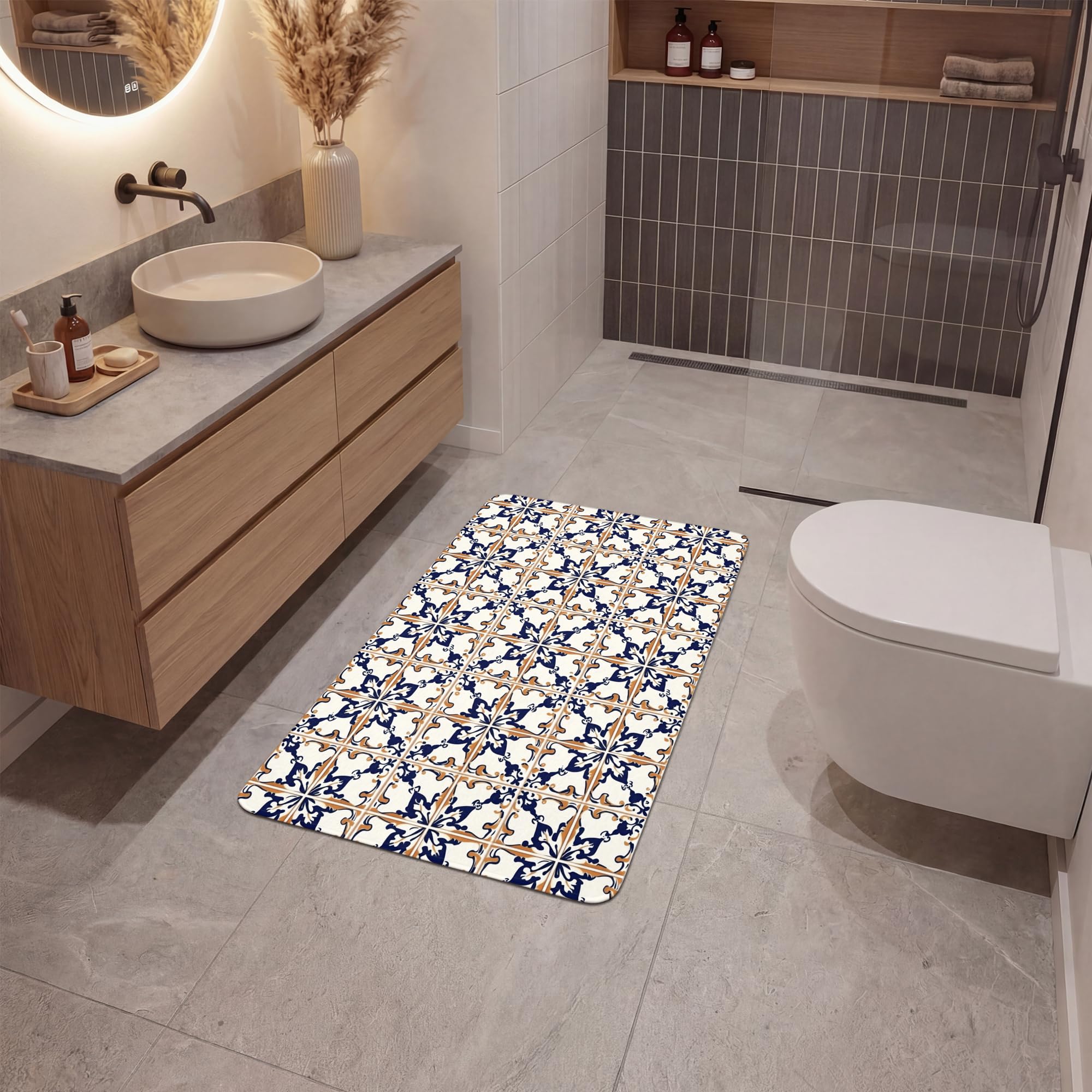 Alfombra Baño Rectangular 60x90 cm Decoracion Bathroom Mat Non Slip Shower Lavable Antideslizante Alfombrilla Tapete Banheiro Clásico - Estampado - Colorido