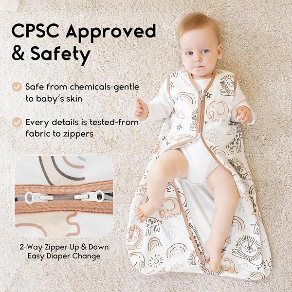 Yoofoss Baby Sleeping Bag 0.5 Tog - 18-24 Months 3 Pack Summer Sleeping Bag Baby 100% Organic Cotton Sleep Sack for Newbron Infant Toddler - 4