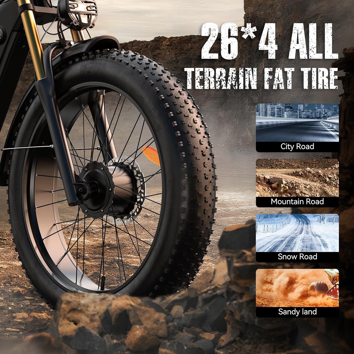 Electric Bike for Adult, 52V 20Ah Peak 3000W Dual Motor 26" Fat Tire Ebike, Max 38Mph & 30-90 Miles Full Suspension, Mountain E Bicycle for Men