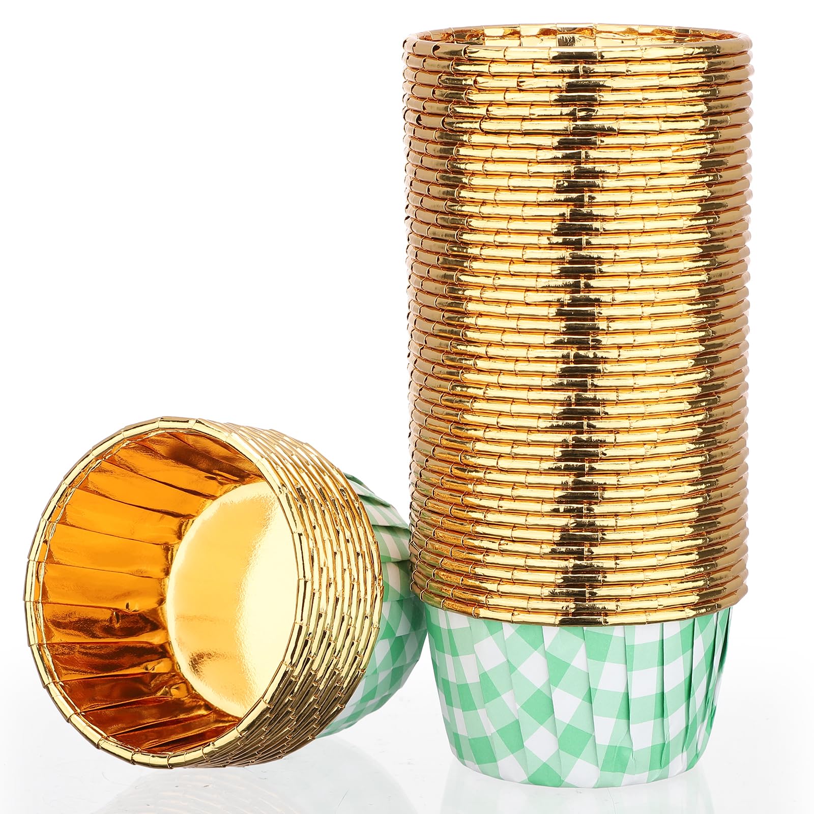 EUSOAR Cupcake Liners, 50pcs 3.5oz Green White Foil Baking Cups for Cupcake