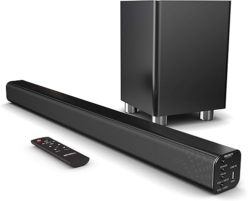 Majority Ben Nevis II 150W Soundbar Sound System Subwoofer wireless Bluetooth HDMI ARC Telecomando grandi dimensioni AUX USB Radio UKW Ingresso ottico Cavo RCA Nero Majority Ben Nevis II 150W Soundbar Sound System Subwoofer wireless Bluetooth HDMI ARC Telecomando grandi dimensioni AUX USB Radio UKW Ingresso ottico Cavo RCA Nero