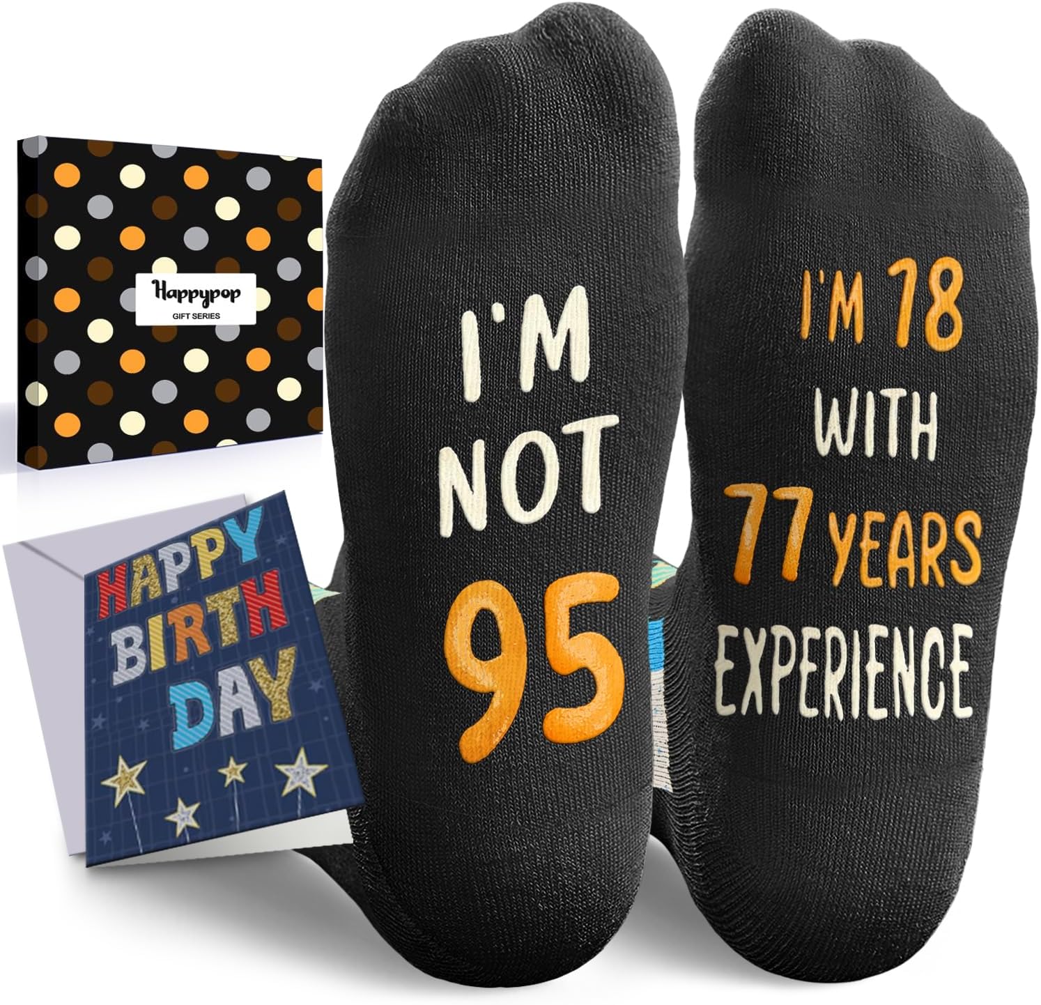HAPPYPOP Elderly Birthday Gifts - Birthday Socks for 71-100 Years Old with Greeting Card