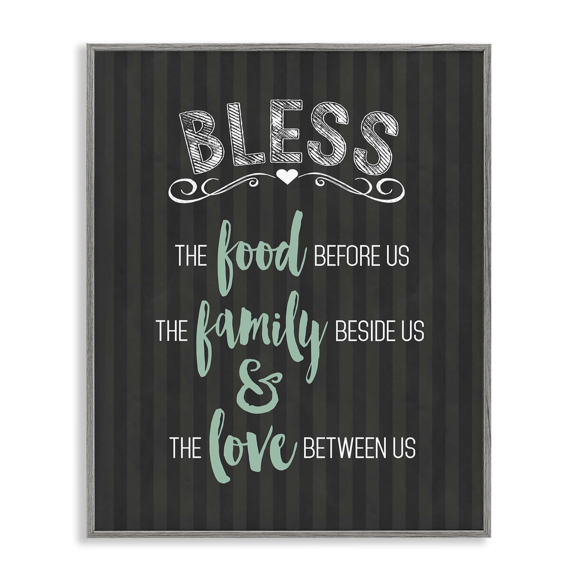 Poster encadré Bless The Food tableau mural décoratif gris Stupell Industries 40x50