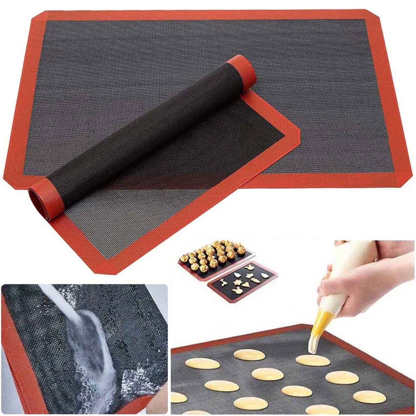 Ofenmatte 2 Stück 30 x 40 cm Silikon-Backmatten-Blatt, wiederverwendbar, Backplätzchen-Blatt, antihaftbeschichtet, hitzebeständig, Backmatte for Backofen, Grill, Mikrowelle FüR Backofen Mikrowelle
