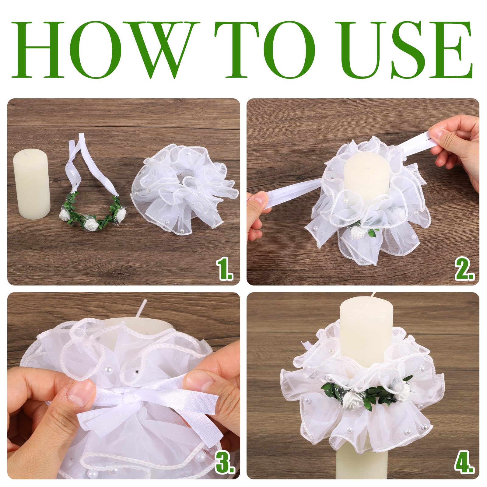 BOFUNX Decorazione Candela Battesimo Comunione Candela Protezione Antigoccia Gonne di Candele per Comunione Battesimo Cresima Matrimonio Compleanno DIY