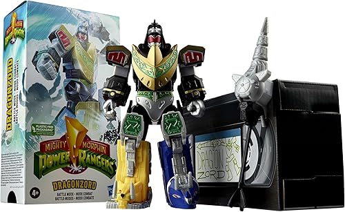 Mighty Morphin Power Rangers Megazord - Juego de coleccionista de figuras clásicas de 7 pulgadas (Dragonzord)