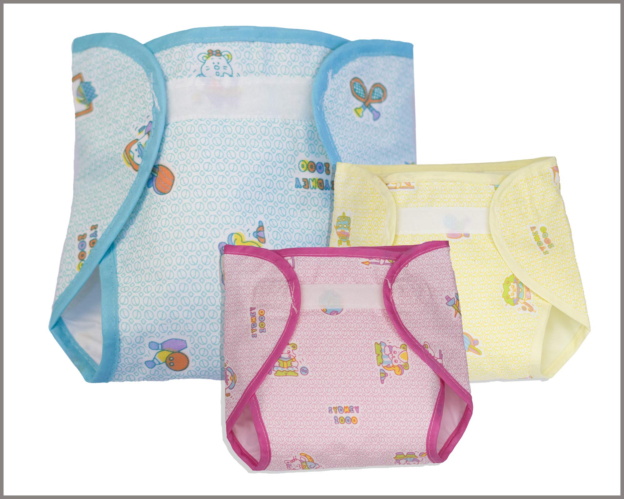 Mothers Choice Waterproof Nappies/Diaper Covers with Belt for Insert -Pack of 3 (SMALL)