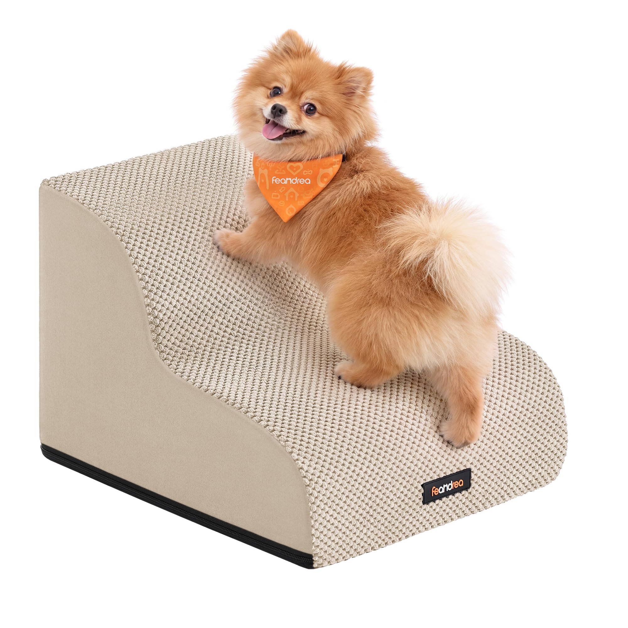 Feandrea 2-Step Dog Stairs, Waffle-Patterned Corduroy, Waterproof Dog steps