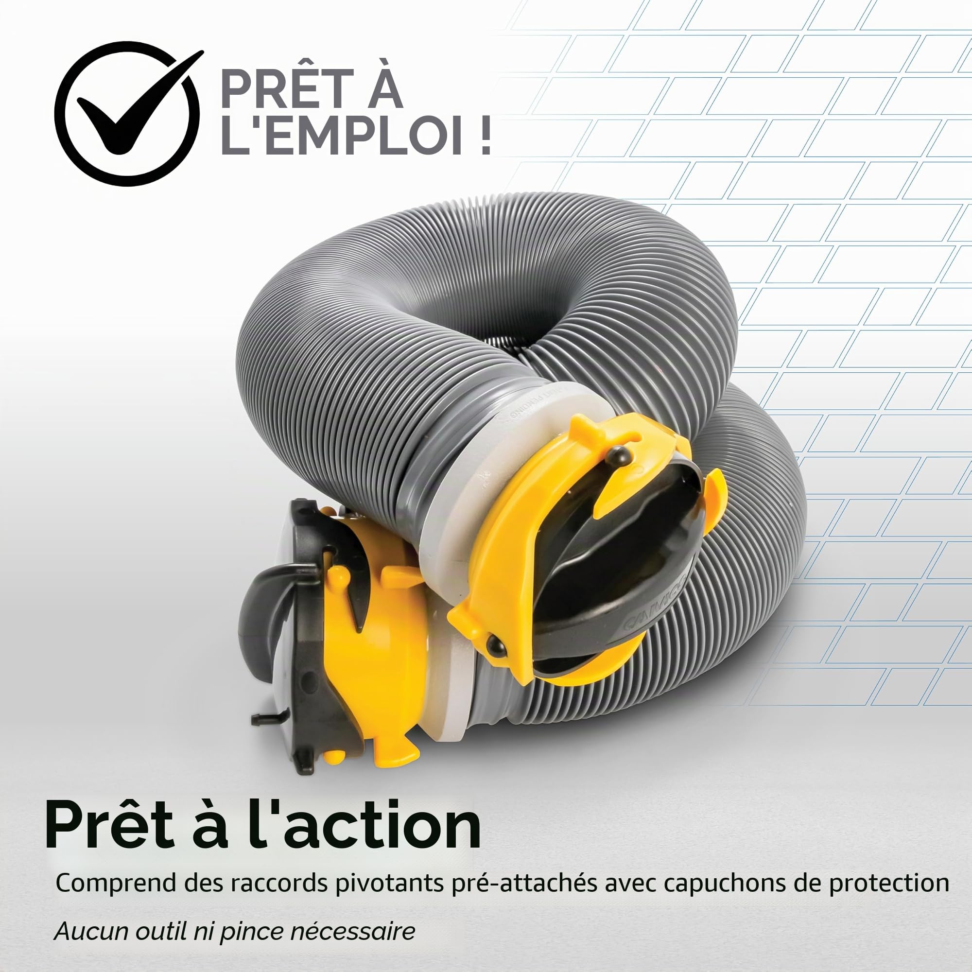 Camco 39665 Rallonge de tuyau d'égout pour véhicule récréatif de 3 m, gris