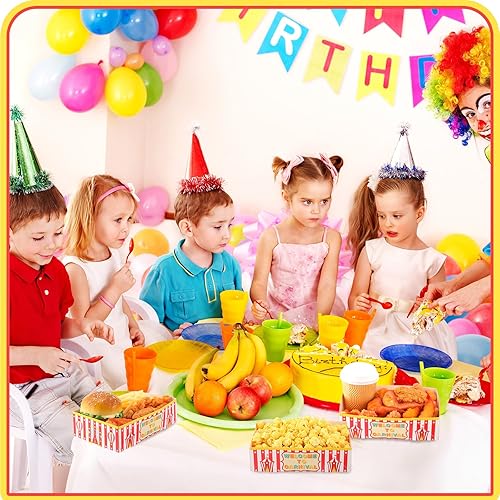 Miniatura 6 de Patelai Juego de 100 bandejas de comida de carnaval de 3 libras, juego de bandejas de comida de papel de 4 esquinas, caja de comida de cartón