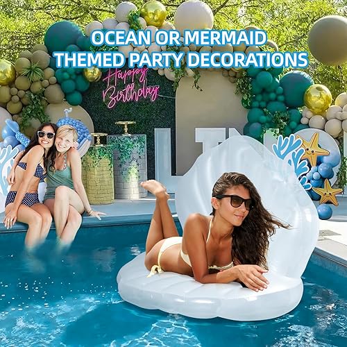 Miniatura 6 de Flotador inflable de 52 pulgadas de grosor, silla de balsa flotante gigante con bolas de perlas, para fiestas infantiles, decoraciones temáticas