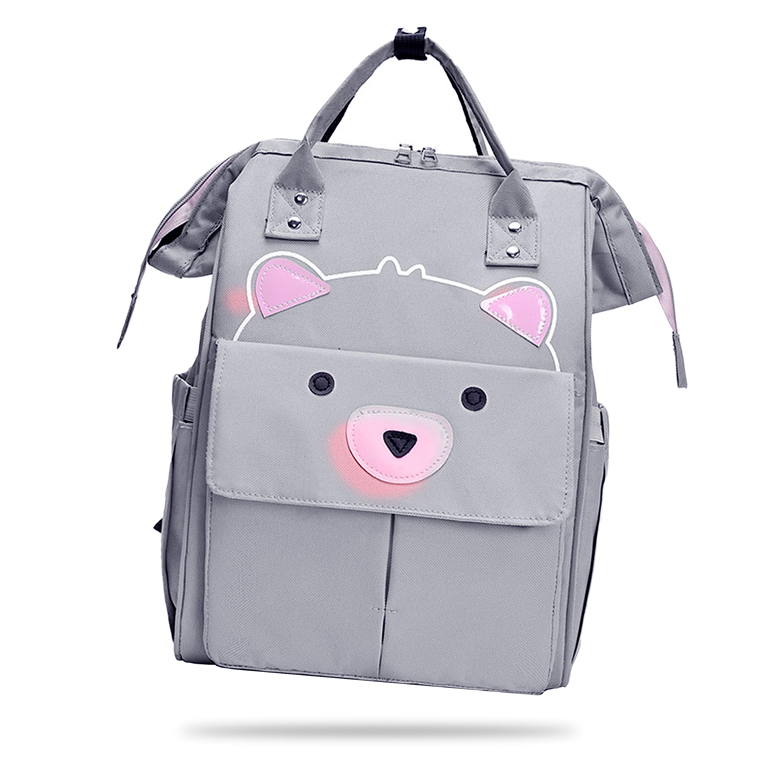 Diaper Bag for Babies with Teddy Design, Maternity Bags, Nursing Bags for Mothers, Stylish Diaper Bags with Multiple Compartments, and Easy Carriable for Traveling (Gray)-image-20