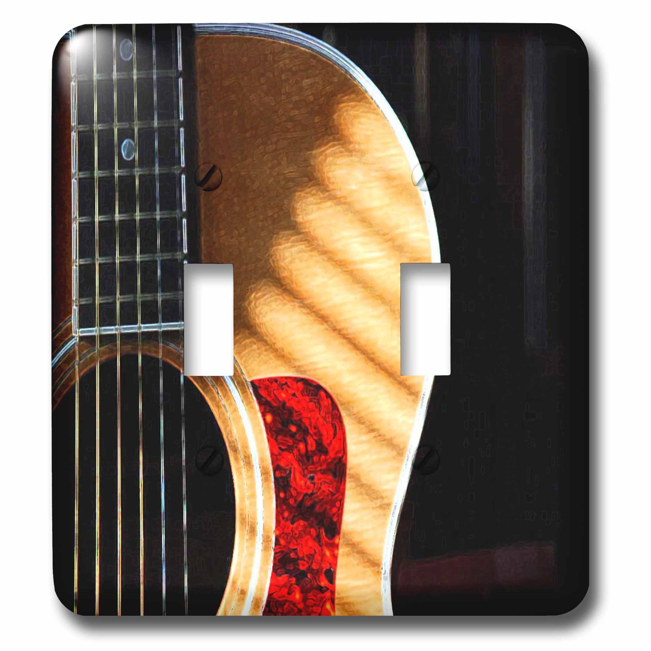 Guitare acoustique double bascule deco murale interrupteur retro imprimé 3dRose