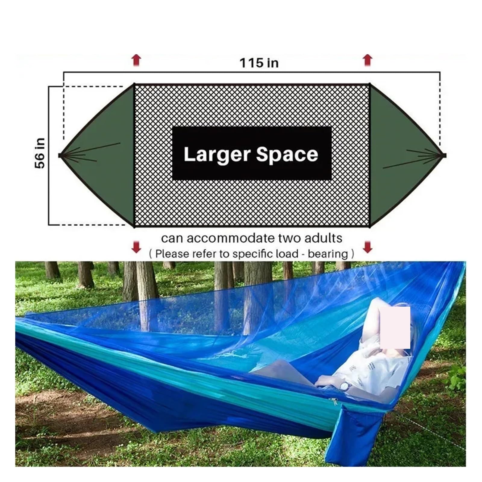 Amaca, Amaca Da Campeggio Con Zanzariera, Doppia Portatile per Campeggio/Giardino
