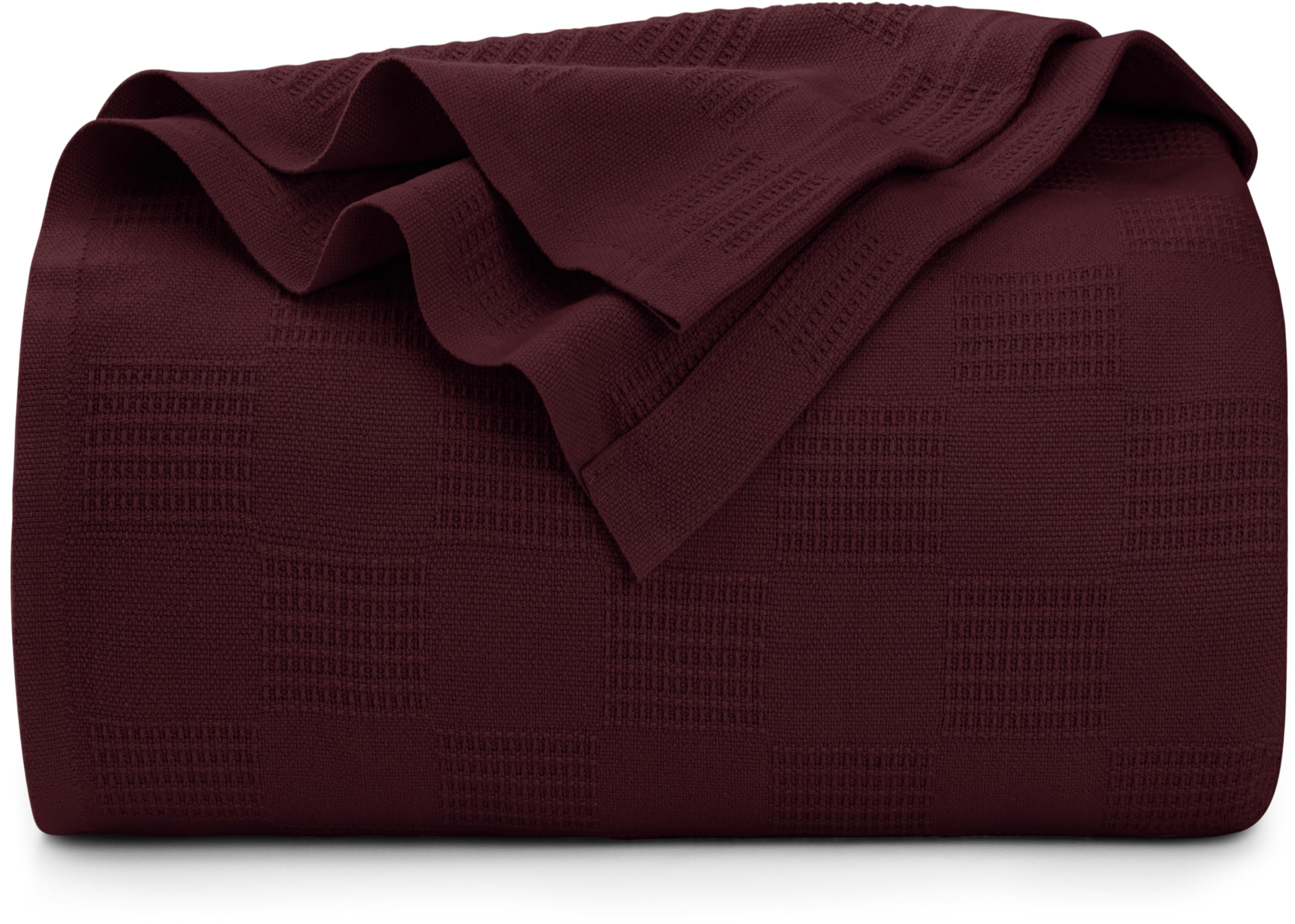 Utopia Bedding Burgundy 100% Cotton Blanket [King Size - 90x108 Inch] 350GSM Lightweight, Soft and Breathable Thermal Blanket for All Seasons