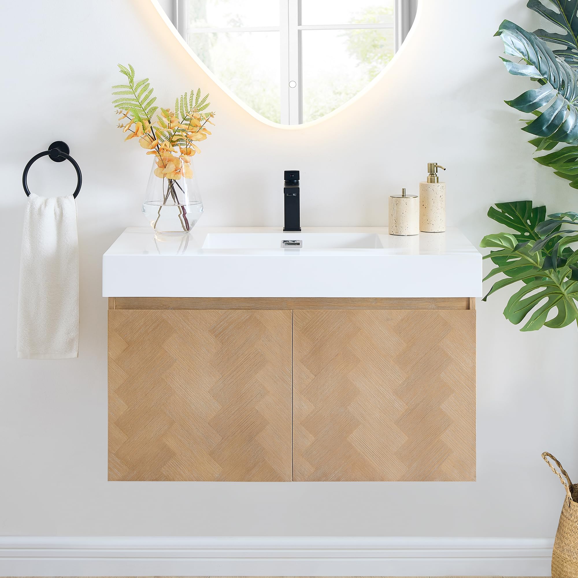 36 Inch Floating Sink Bathroom Vanity Wall Mount Single Vanities Countertop