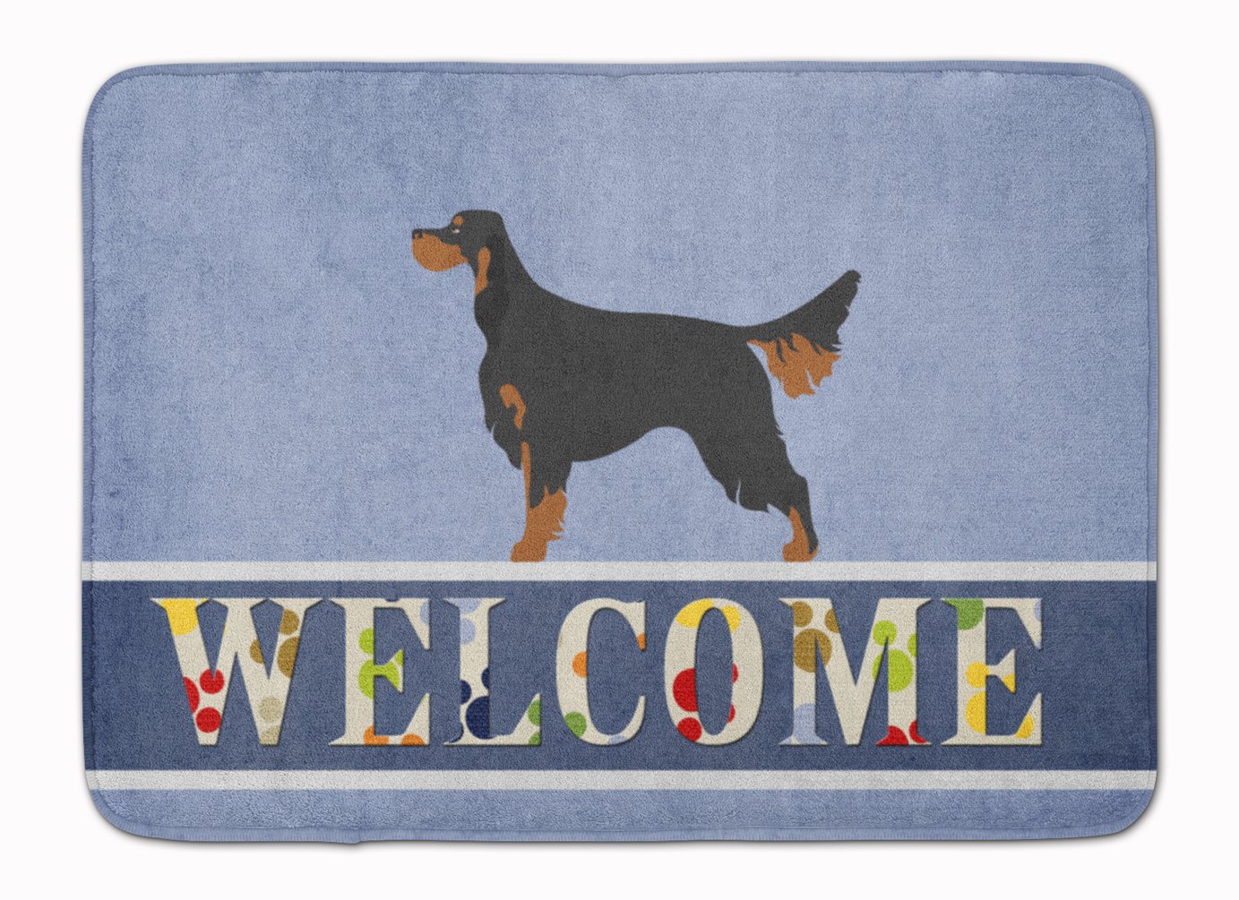Caroline's Treasures BB8274RUG Gordon Setter Welcome Machine Washable Memory Foam Mat, Blue, Bathroom Rug, Non-Slip Bath Mat, Durable Thick Washable Rugs for Kitchen, Bathroom Quick Dry, Decorative Ar