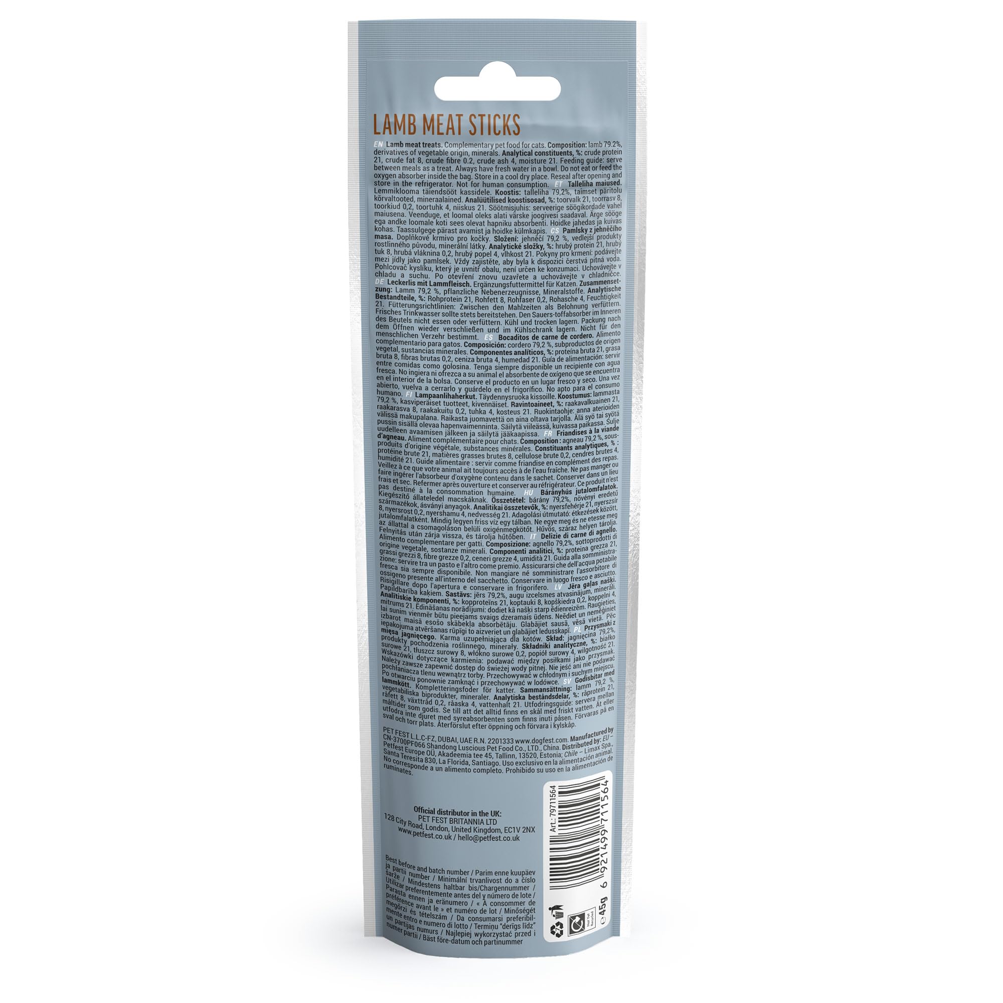 Cat Fest Lamb Meat Sticks - High-Protein Delicious Cat Treats, 45 g (Pack of 5), 225 g (Pack of 1) - Image 3