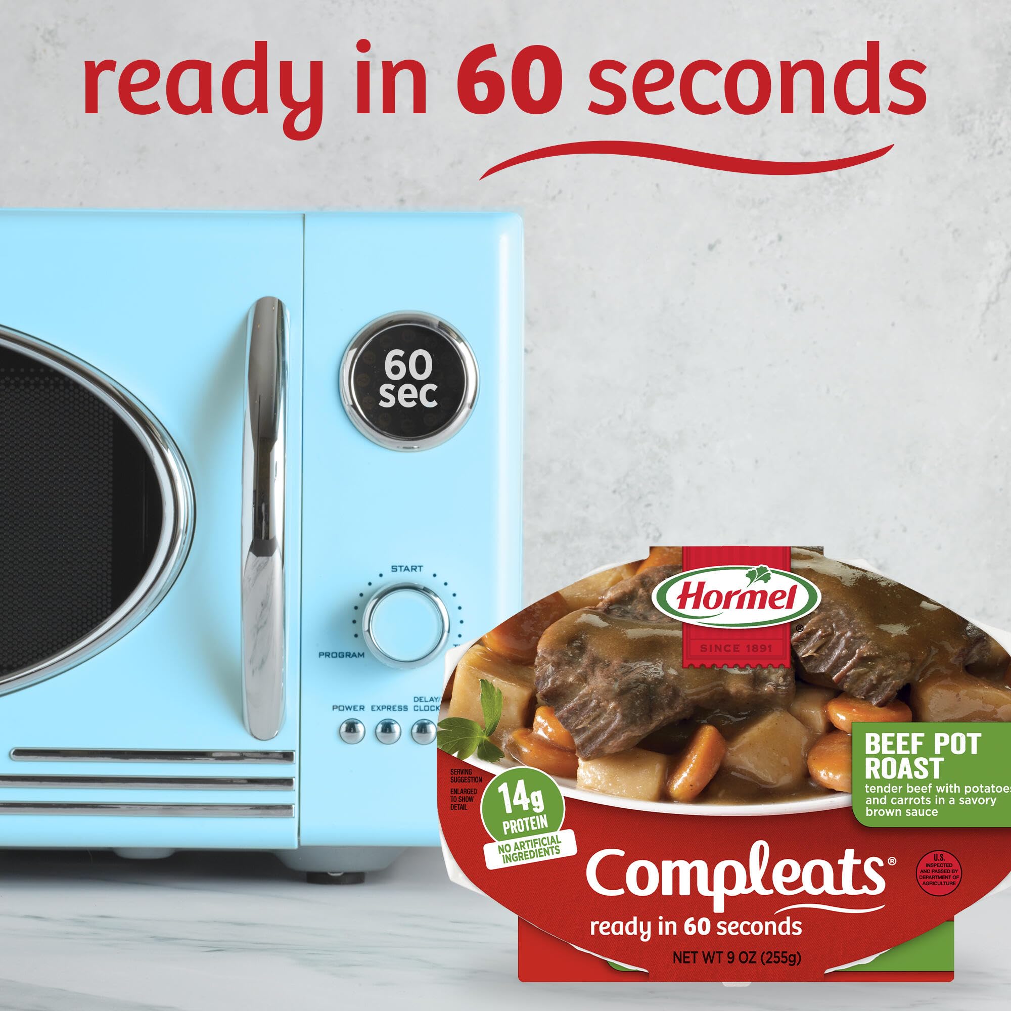 HORMEL COMPLEATS Beef Pot Roast Microwave Tray, 9 Ounces (Pack of 6)