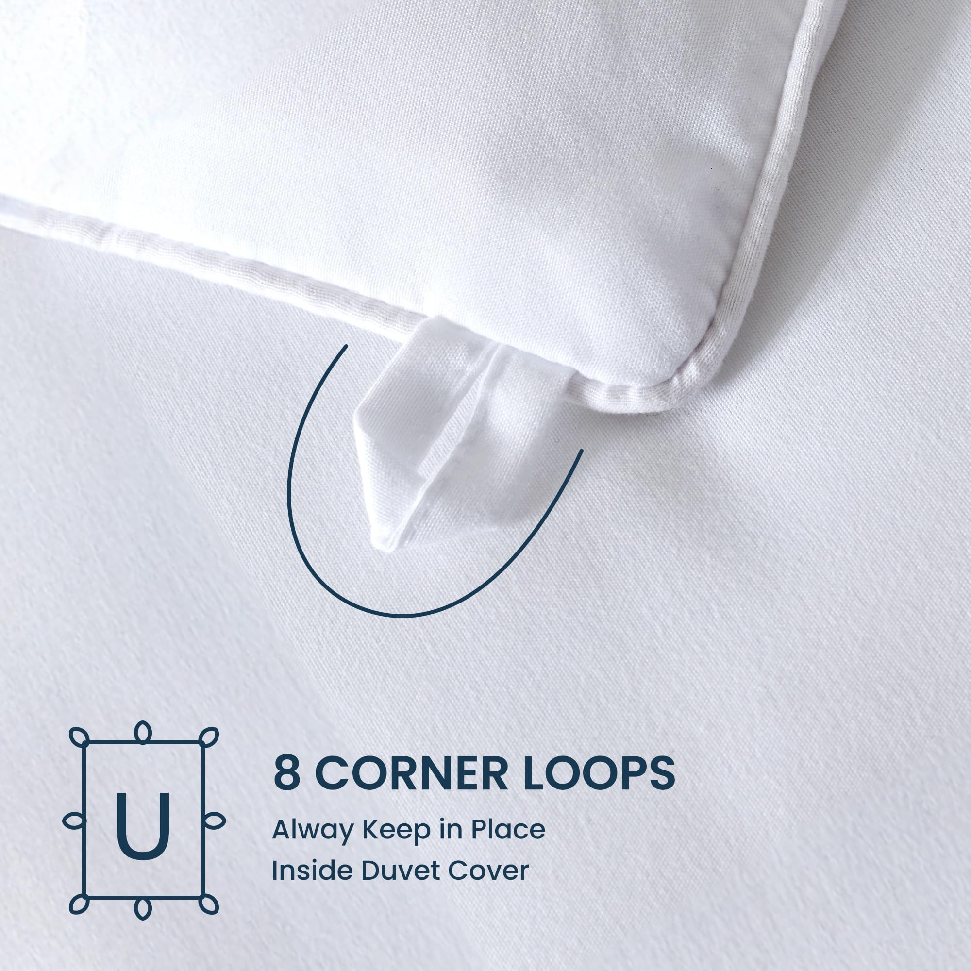 SLEEP ZONE Relleno de edredón, edredón reversible acolchado tamaño King, edredón suave para todas las estaciones, ropa de cama transpirable alternativa al plumón con 8 pestañas, 2 lados color blanco