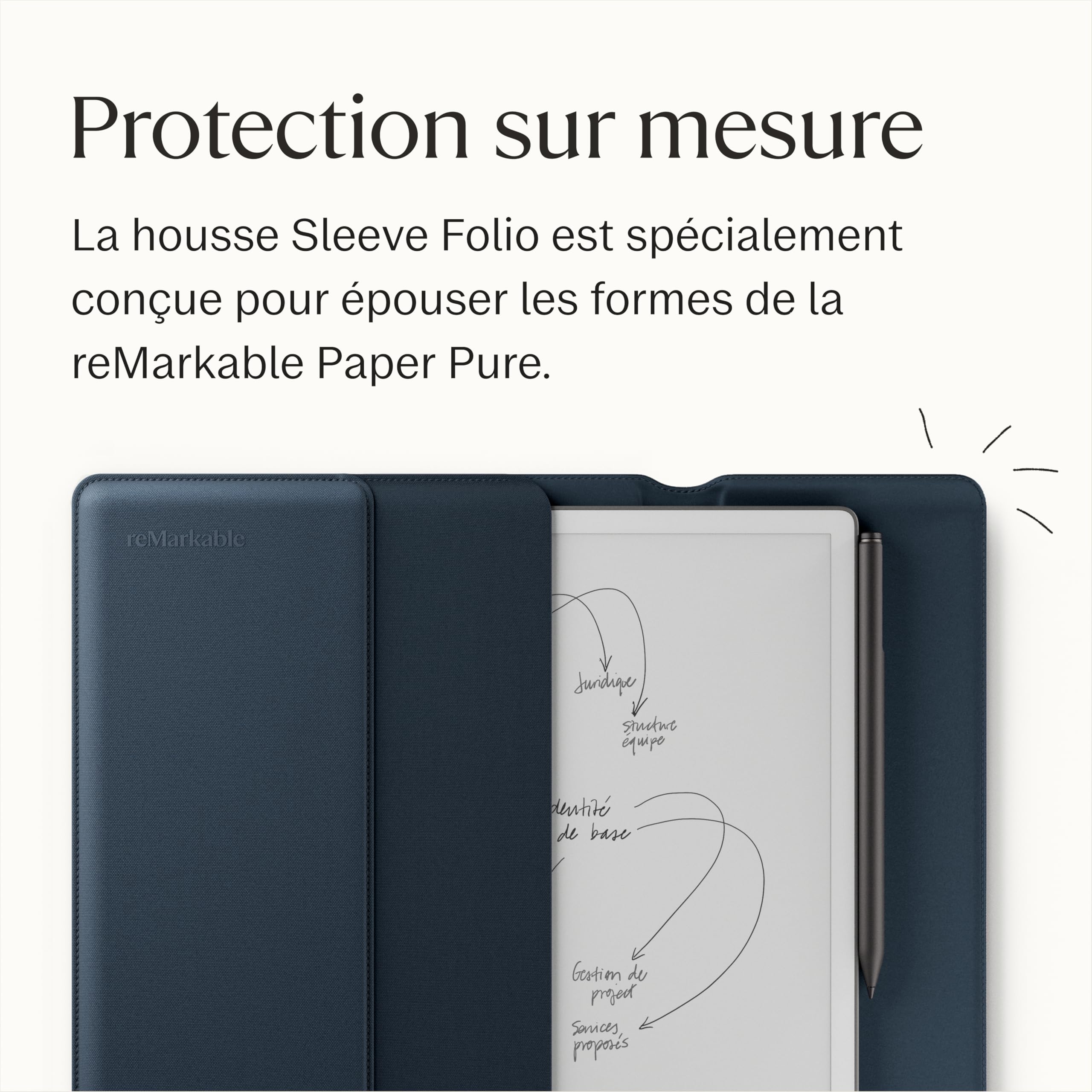 Housse Sleeve Folio pour Remarkable Paper Pure – Bleu Océan