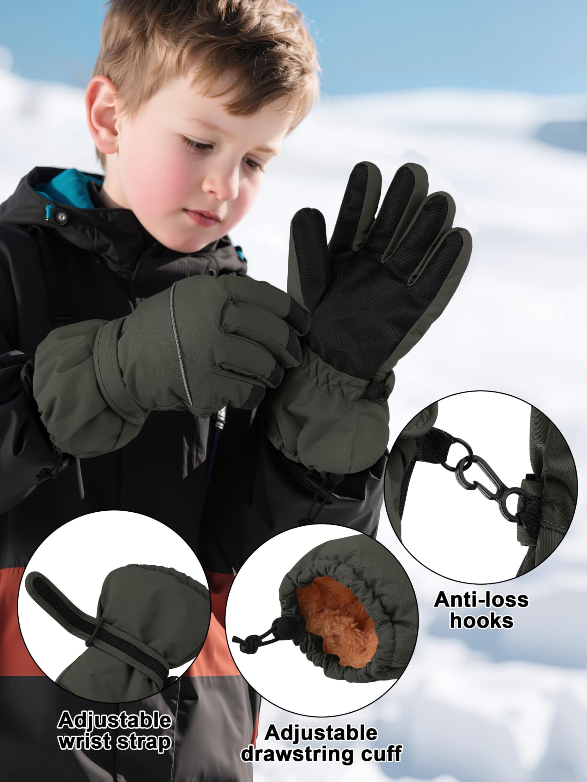 Cooraby 6 Paar Kinder Skihandschuhe Schneehandschuhe Wasserdicht Winddicht Handschuhe Winter Snowboard Sport Handschuhe für Jungen Mädchen Kaltes Wetter