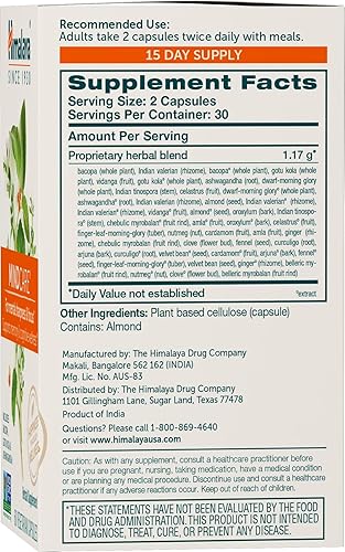 Miniatura 10 de Himalaya MindCare - Suplemento cerebral nootrópico para la agudeza mental, la concentración, la memoria y el bienestar cognitivo, 1170 mg, 120