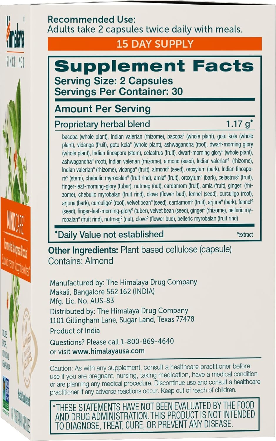 Himalaya Herbal Healthcare, MindCare, 60 Veggie Caps Himalaya Herbal Healthcare, MindCare, 60 Veggie Caps