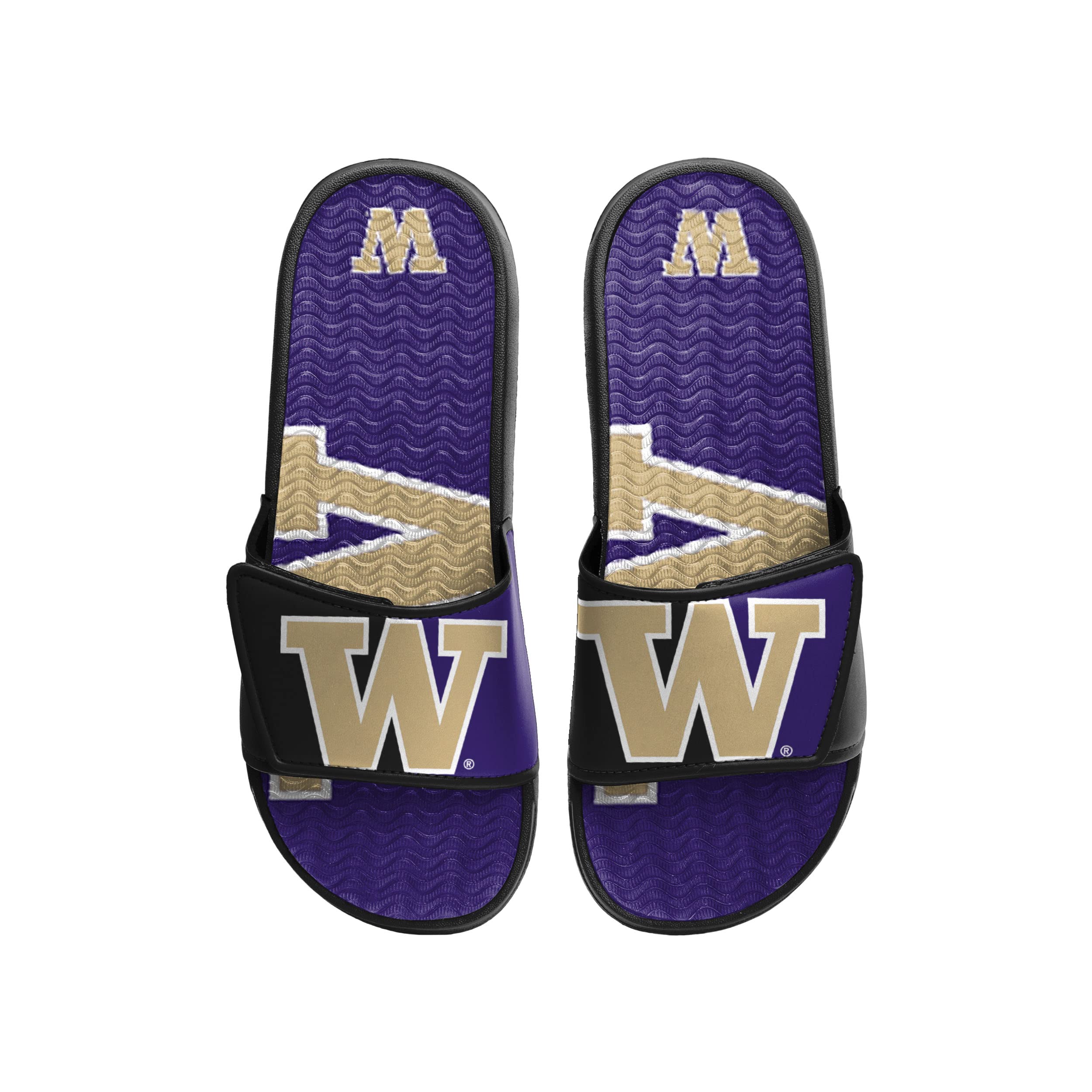 FOCO Washington Huskies NCAA Mens Colorblock Big Logo Gel Slides - XL