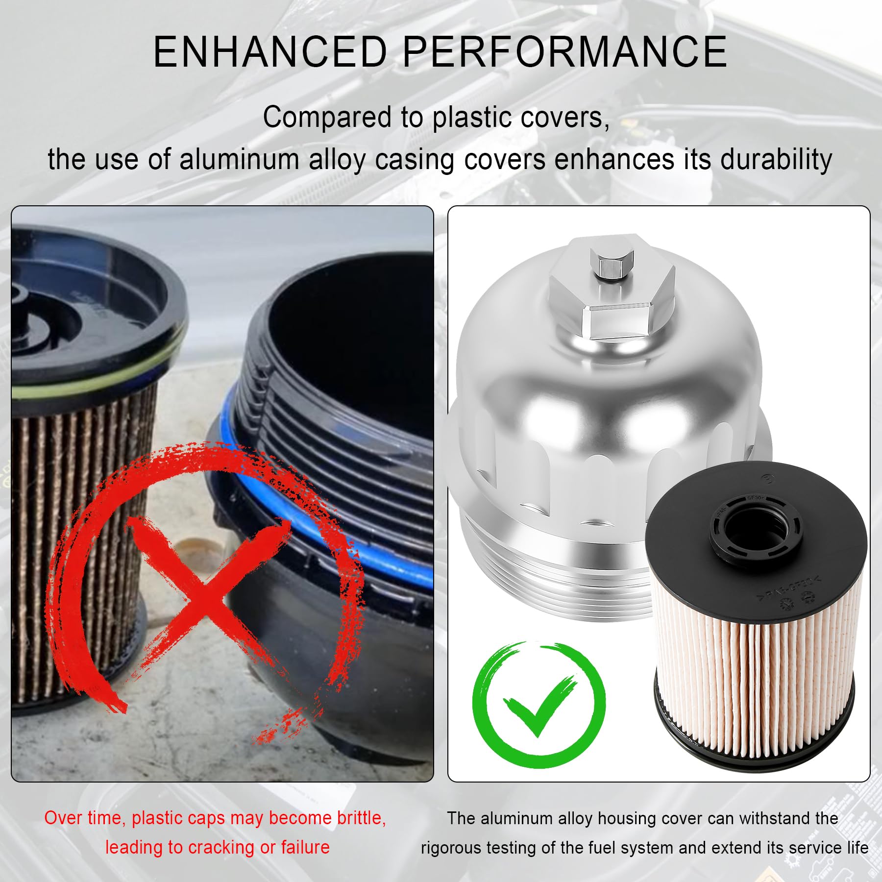 GM Duramax Fuel Filter Cap Billet Aluminum Fuel Filter Housing Cap For 2017-2019 GM Duramax 6.6L L5P Diesel - Silver Duramax Fuel Cap