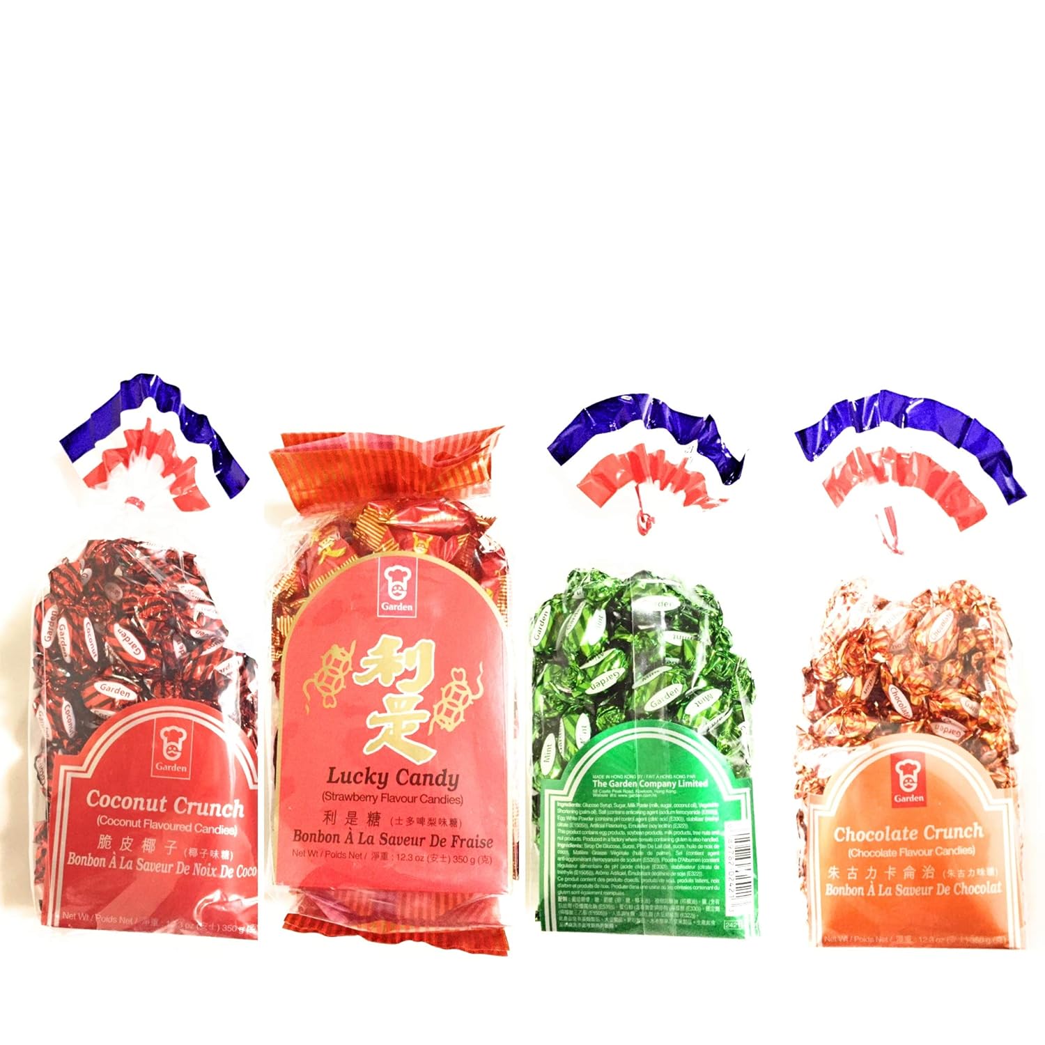 Garden Candy Combo-Coconut Crunch.Strawberry Flavour.Mint Crunch.Chocolate Crunch (12.3 Oz Each)
