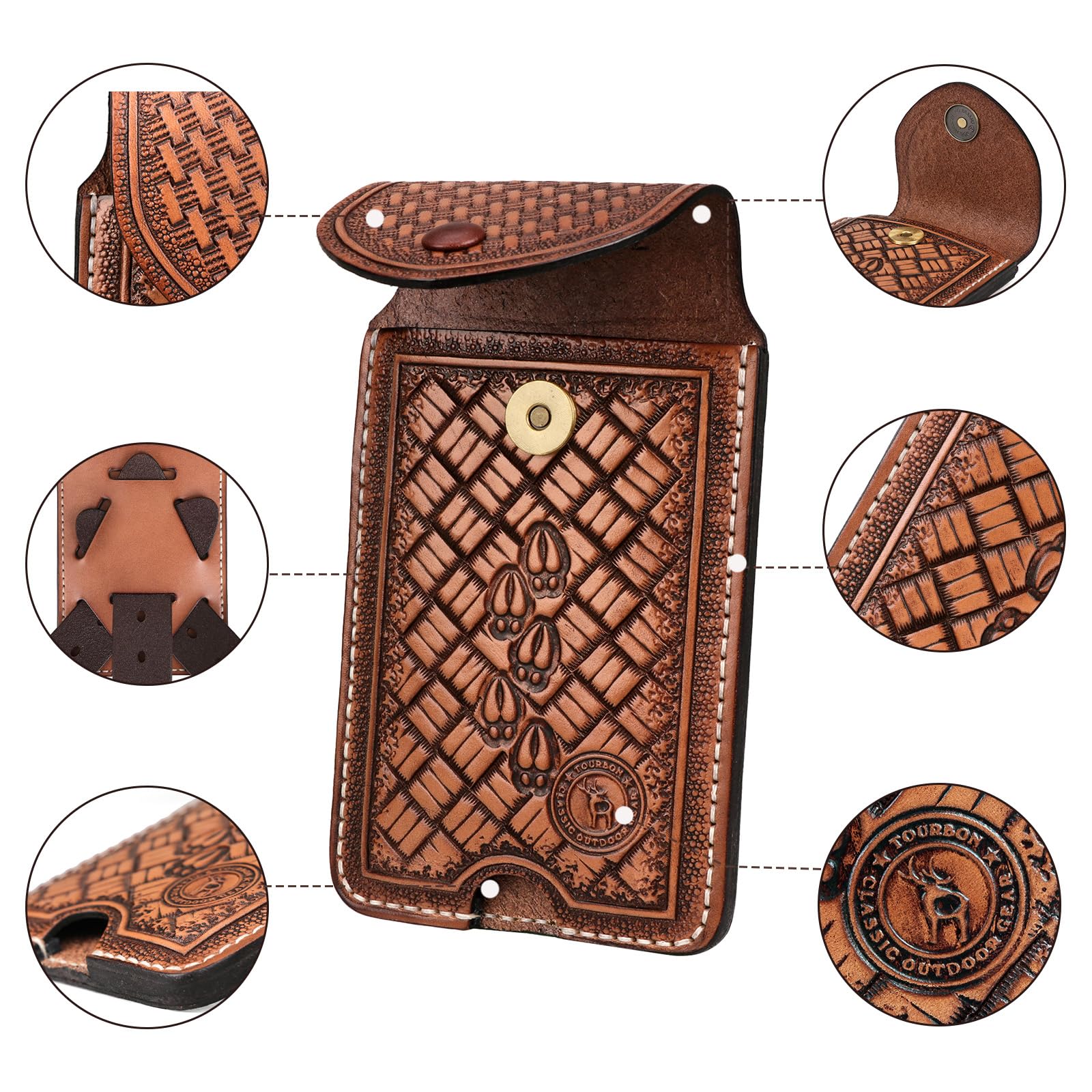 Tourbon Echtleder-Handytasche für Gürtel, Herren-Handyholster, leichte Smartphone-Halterung