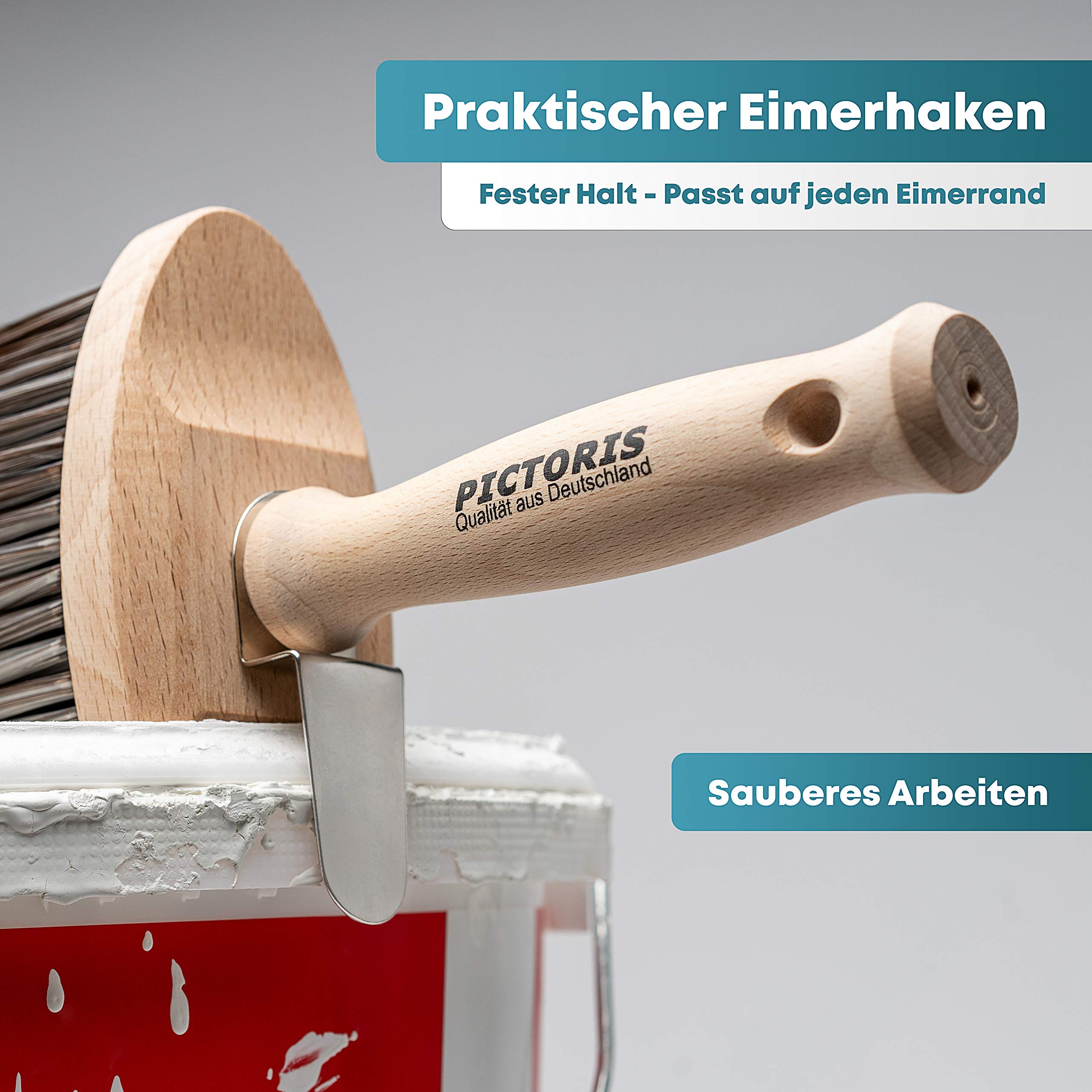 PICTORIS Brocha de superficie prémium 100 % fabricada en Alemania Gran cepillo de pintura para todos los barnices y barnices Cerdas sintéticas de tacto suave Sin pérdida de cerdas (pelo sintético)