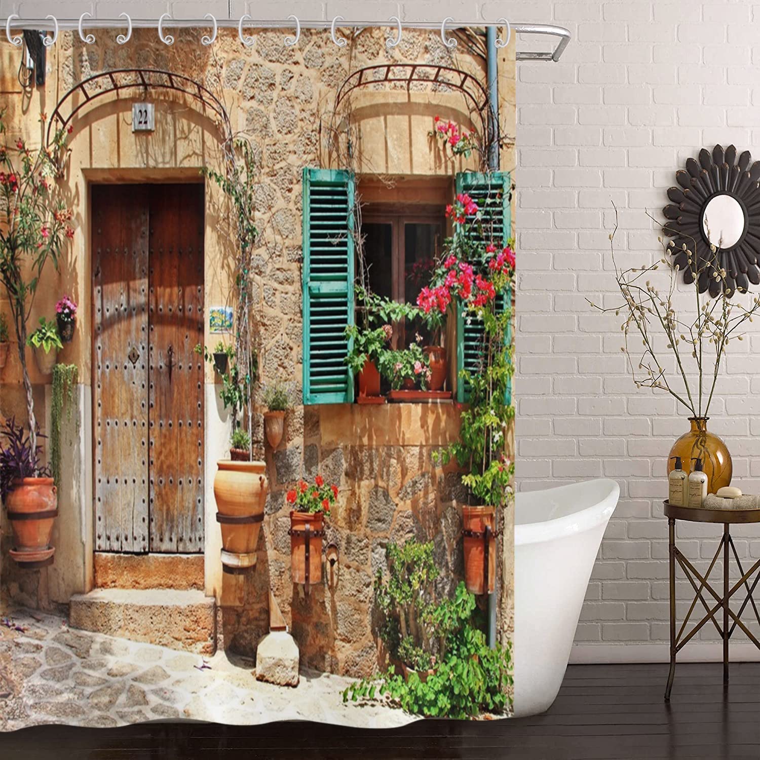 Rideau De Douche Turquoise 180x180, Abstrait Teal Moderne Contemporain Oeuvre Art Rideau De Baignoire Impermeable Tissu Polyester Avec Crochets 92500581