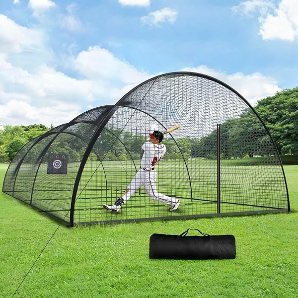 Cocepazys Baseball Batting Cage - Softball Batting Cage Net for Backyard with Pitching Hole, 12.7mm Fibreglass Pole Baseball Practice Pitching Net Training Equipment with Target Cloth - 30x13x9FT