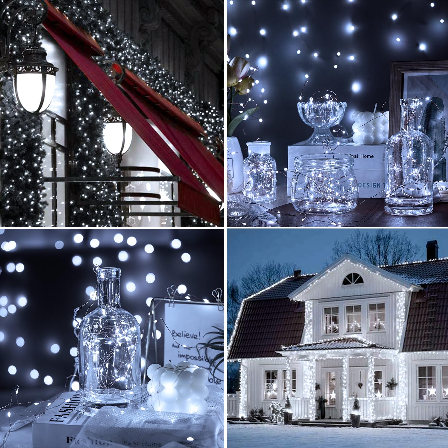 Lot De 20 Guirlandes Lumineuses à Piles 1m 10 LEDs - Blanc Chaud - Étanche IP65 - Pour Décoration Intérieur/Extérieur
