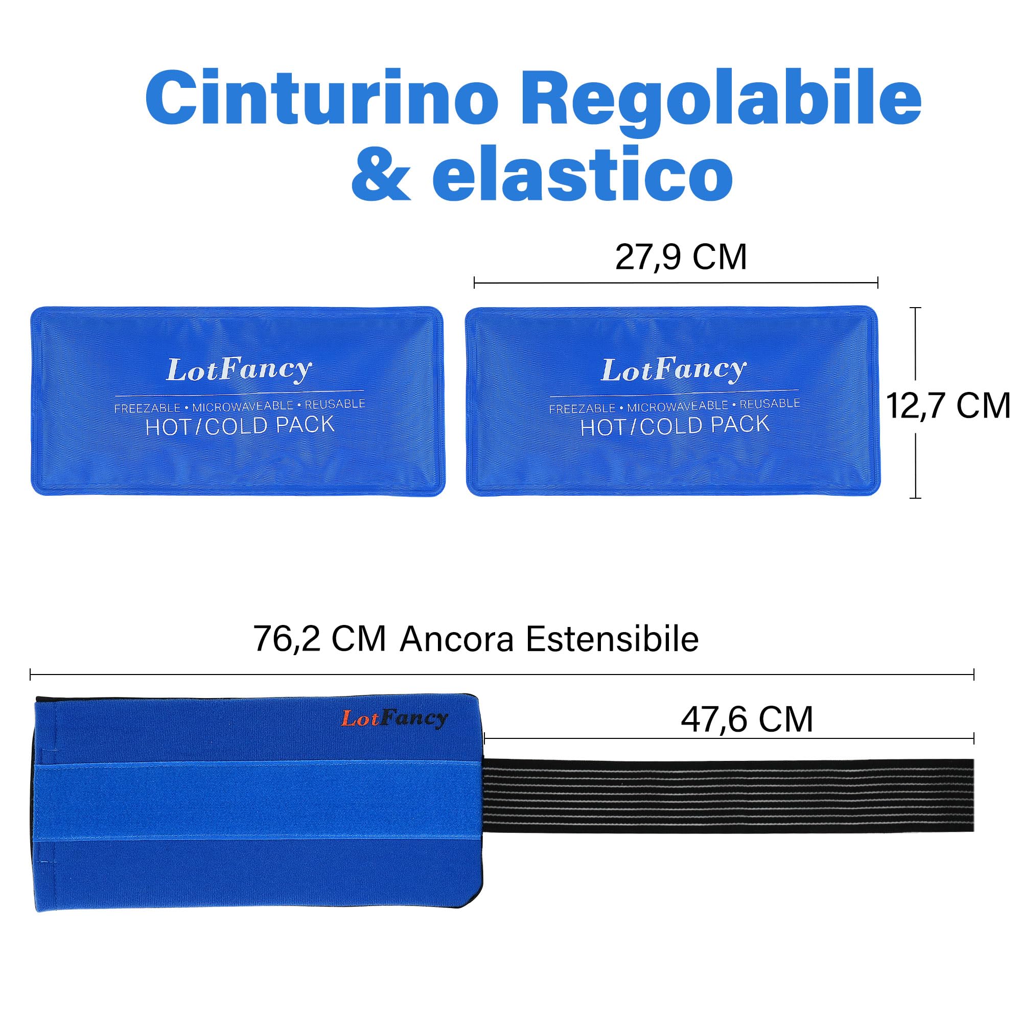 LotFancy Ghiaccio Gel Riutilizzabile, 2 Cuscinetti Gel Caldo Freddo, Impacco Terapia Caldo e Freddo per Gomito Piedi, Ginocchio, Collo, Caviglia, Lesioni Primo Soccorso ecc