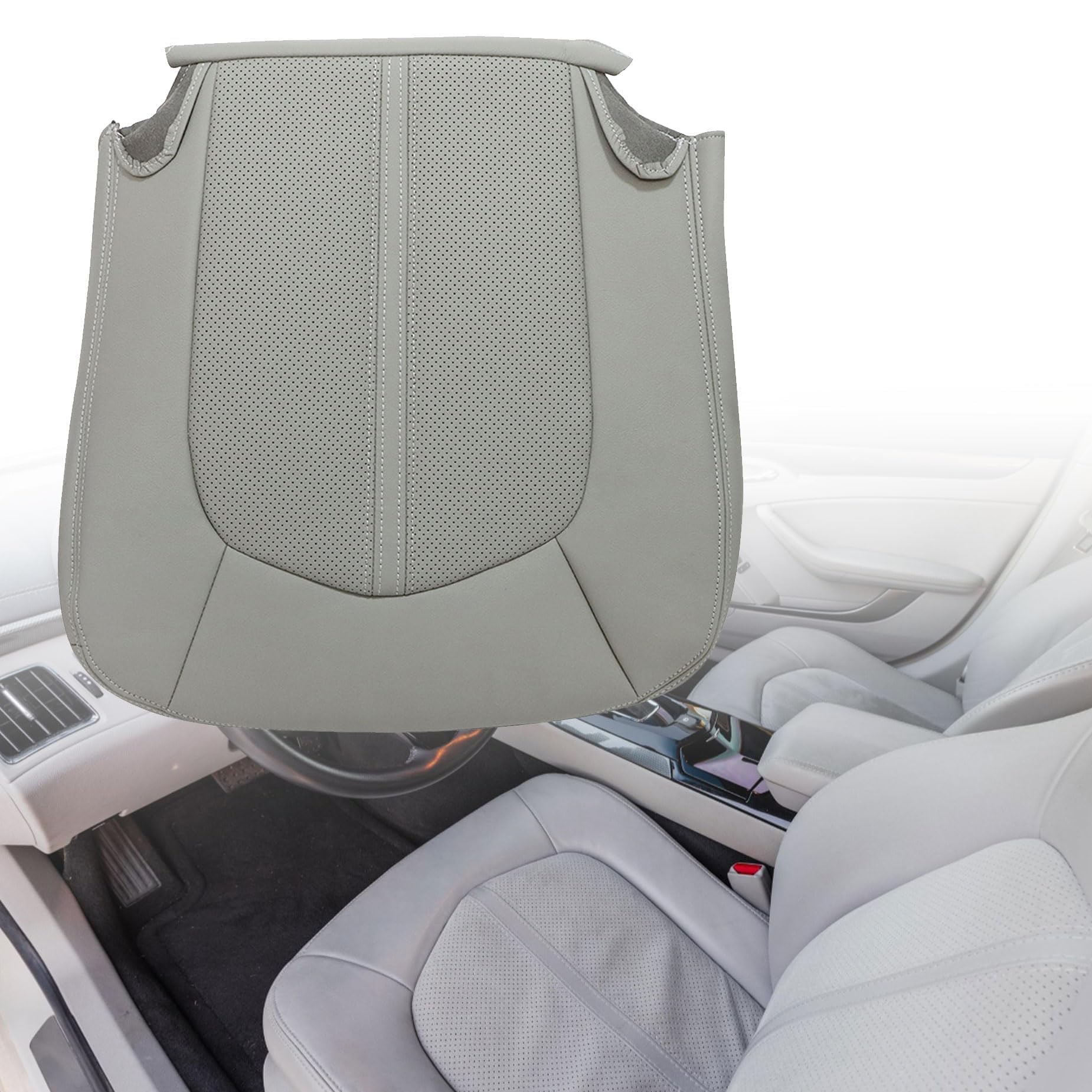 AOUTTUOA Front Driver Side Bottom Leather Perforated Seat Cover Gray Compatible with Cadillac CTS 2008 2009 2010 2011 2012 2013